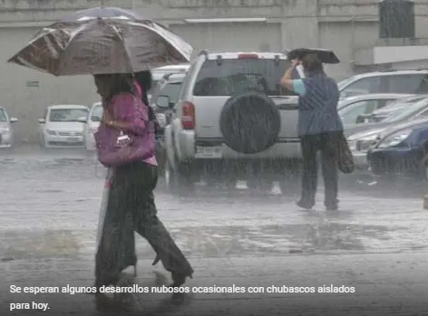 Meteorología prevé chubascos aislados por vaguada para este lunes