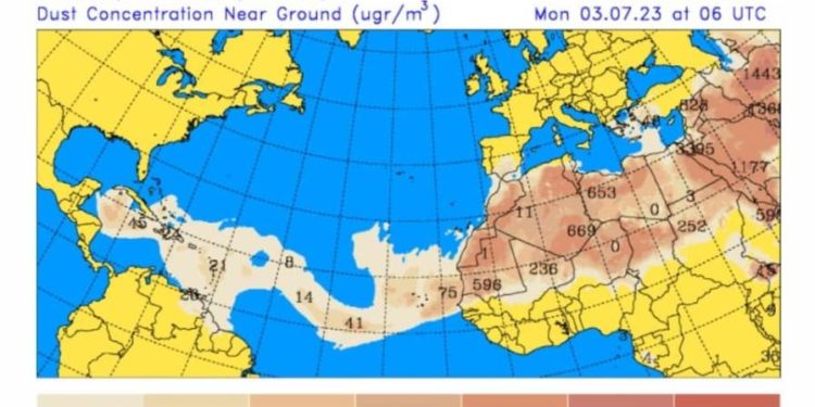 Polvo del Sahara continúa sobre el país y sensación térmica de hasta 40 °C